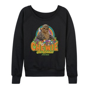Women's - Star Wars - Retro Chewy Lightweight French Terry Wide Neck Long Sleeve Shirt - 1 of 4