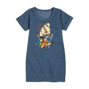 - Avatar: The Last Airbender - Aang Group Graphic Short Sleeve Fleece Dress - 1 of 4