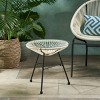 17.75'' Round Rattan Side Table with Tempered Glass Top,Modern Outdoor Accent Table for Balcony or Patio-Cuddlewood - 2 of 4