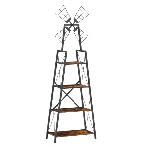 LIVAREEmlen 4-Tier Narrow Book Shelf, Bookcase for Home Office, Living Room, Bedroom, Kitchen, Rustic Brown and Black - 1 of 4