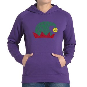 LA Pop Art Christmas Elf Hat - Women's Word Art Hooded Sweatshirt - 1 of 4