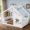 Twin/Full Montessori Bed Frame House Floor Bed, Platform Bed with Window, Built-in Shelf & House-Shaped Roof - ModernLuxe - 3 of 4