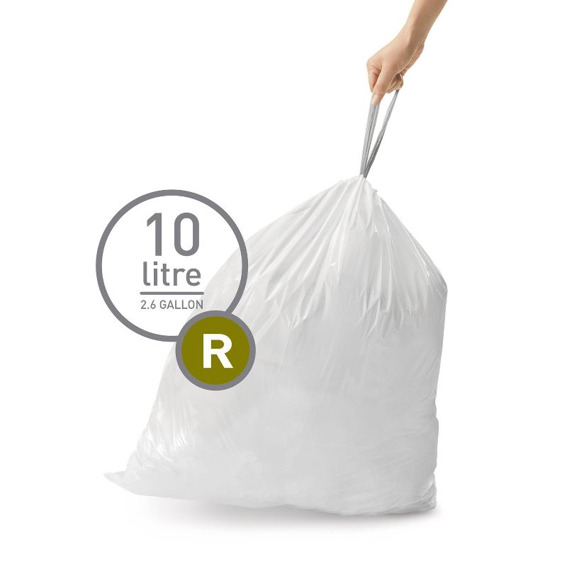 simplehuman 10L Code R Custom Fit Trash Bags Liner White, 2 of 5