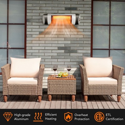 Black Wall Mounted Electric Infrared Heater with Remote