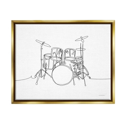 Stupell Industries Drum Kit Musician Line Doodle Framed Canvas