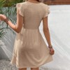 Mocamel Women's Lace Crochet V-Neck Mini dress Lotus Sleeve Casual Summer Beach and Party - 4 of 4