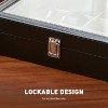 Leather Multi-Organizer with 8 Slots, Eyeglasses & Sunglasses Display Case with Jewelry and Watch Storage - 3 of 4