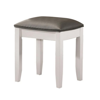 Simple Relax Upholstered Vanity Stool in White and Metallic