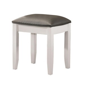 Simple Relax Upholstered Vanity Stool in White and Metallic - 1 of 4