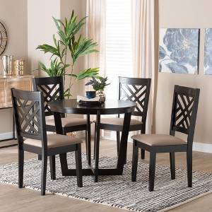 Baxton Studio Alena Modern Sand Fabric and Dark Brown Finished Wood 5-Piece Dining Set - 1 of 4