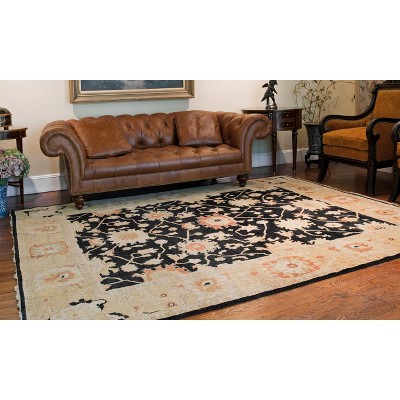 Elysian Fields Hand-Knotted Wool Rug in Black & Light Gold, 8' x 10'