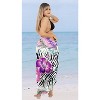 LA LEELA Women's Wrap Swimwear Cover up Sarong Wraps One Size Purple Floral - 4 of 4