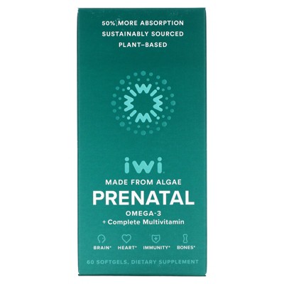 iwi Prenatal Complete Multivitamin + Vegan Omega 3 Made From Algae - 30 Day Supply