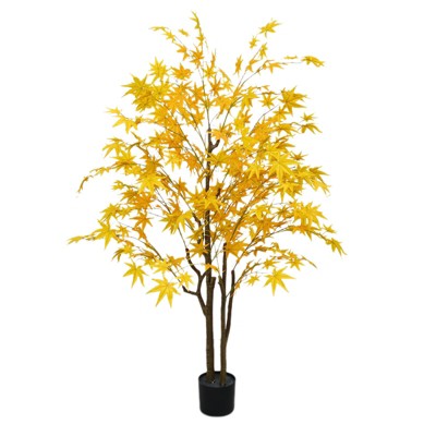GustoWave Artificial Maple Tree,Large Artificial Maple Tree in Pot with Planting Vessel,Large Maple Maple Tree Artificial Plant Autumn Horn Decor
