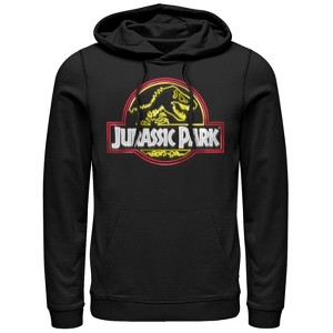 Men's Jurassic Park Neon T Rex Logo Pull Over Hoodie - 1 of 3