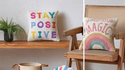 Round Multicolor Wool Rainbow Sun Throw Pillow
