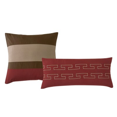 Esca Erlind Modern & Sleek 9 Piece Comforter Bed In A Bag Set: Comforter, Shams, Cushion, Pillow, Flat Sheet, Fitted Sheet, Pillowcases - Brown
