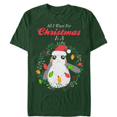 Men's Star Wars The Last Jedi All I Want For Christmas Is A Porg T ...
