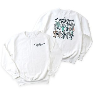 Simply Sage Market Women's Graphic Sweatshirt Monster Mash Front and Back - 1 of 4