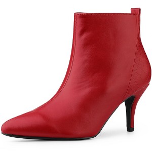 Allegra K Women's Pointed Toe Side Zipper Stiletto Heels Ankle Boots - 1 of 4