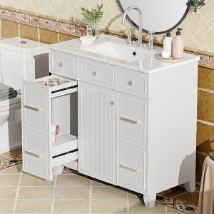 KTMBDW 36" Bathroom Vanity with Sink Combo Set, Solid Wood Frame Modern Bathroom Storage Cabinet with 3 Drawers, Soft Closing Cabinet Door - 1 of 4