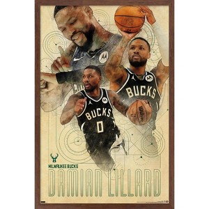 Trends International NBA Milwaukee Bucks - Damian Lillard 24 Framed Wall Poster Prints - 1 of 4