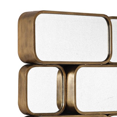 Contemporary Gold Rectangular Wall Mirror with Antiqued Finish