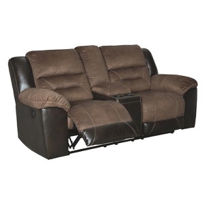 Earhart Double Reclining Loveseat with Console Chestnut Brown - Signature Design by Ashley, Brown Brown