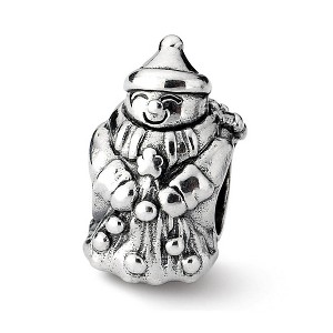 Black Bow Jewelry Sterling Silver Snowman Bead Charm - 1 of 4