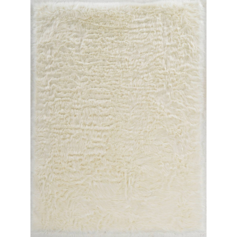 5'x7' Faux Sheepskin Area Rug White - Linon