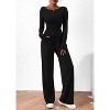 Women's 2 Piece Lounge Sets Asymmetrical Long Sleeve T Shirt Wide Leg Pants Casual Outfits Tracksui - 3 of 4