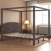 King Size Canopy Platform Bed Frame with Headboard, Support Legs, and Brown Wash Finish, No Box Spring Needed - 3 of 4