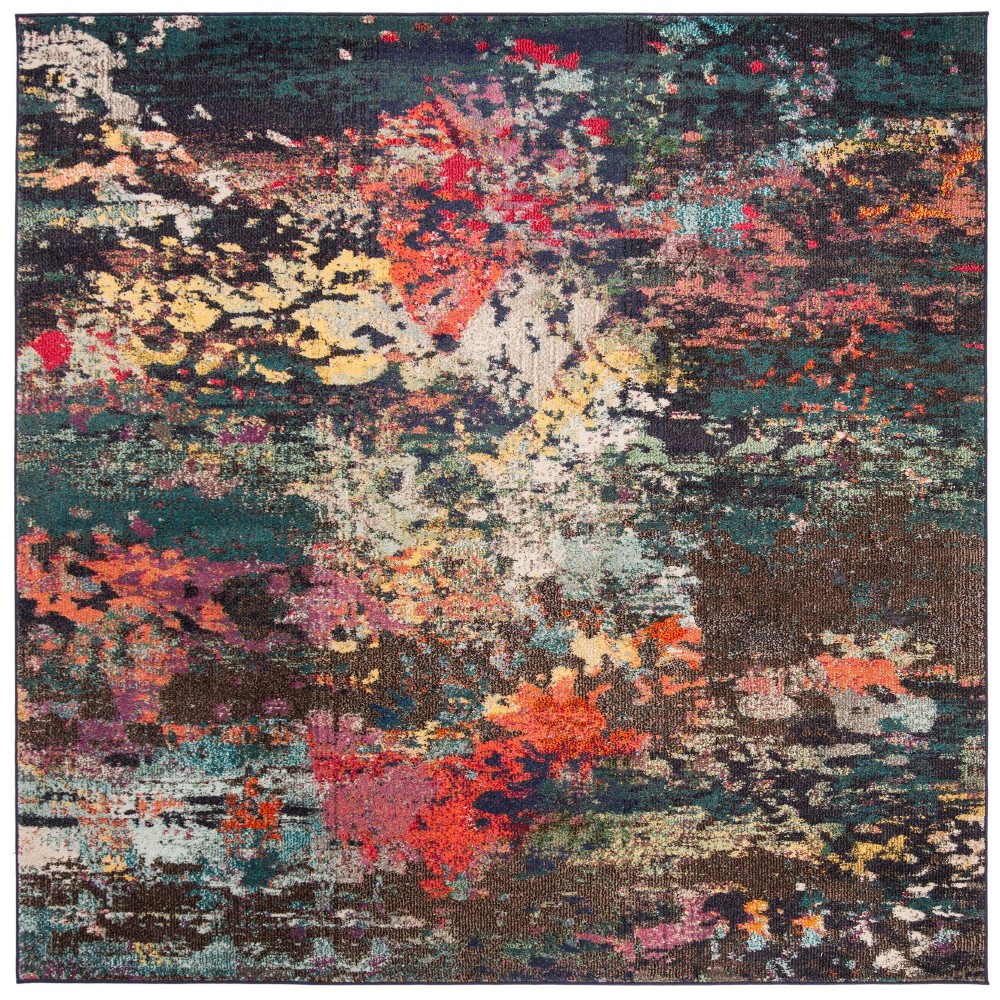 6'7inx6'7in Gabriella Area Rug Brown/Teal Square - Safavieh