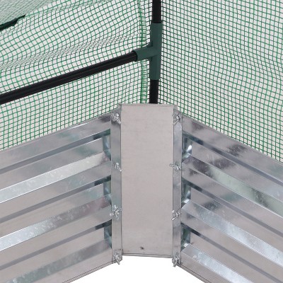 Green Steel Raised Garden Bed with PE Greenhouse Cover, 2' x 2'