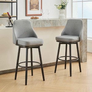 Resenkos Counter Bar Stools, Counter Stool,Swivel Bar & Couter Stool, (Set Of 2) Fabric Color Light Grey Gray - 1 of 4