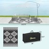 Reversible Outdoor Rug, Waterproof Plastic Straw with Carry Bag, 9' x 12', White & Black Toothed Rhombus - 2 of 4