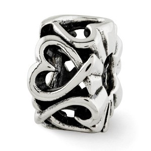 Black Bow Jewelry Multidirectional Open Hearts Bead Charm in Antiqued Sterling Silver - 1 of 3