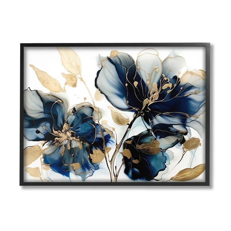 Stupell Industries Blue Modern Flowers Framed Giclee Art, 1 of 7