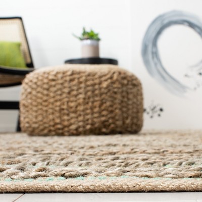 Green Hand-Knotted Cotton Square Area Rug