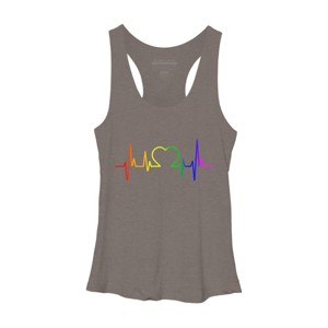 Adult Design By Humans Pride Heartbeat Rainbow By LuckyCharm99 Racerback Tank Top - 1 of 2