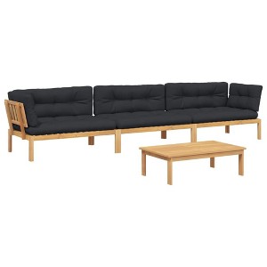 vidaXL 4 Piece Patio Pallet Sofa Set - Solid Acacia Wood w/Cushions, Modular Garden Furniture for Outdoor, Deck, Patio - 1 of 4