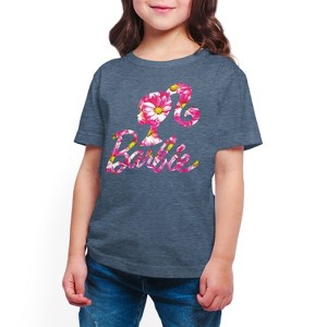 Boys' - Barbie - Pink Daisy Pattern Logo Short Sleeve Graphic T-Shirt - 1 of 3