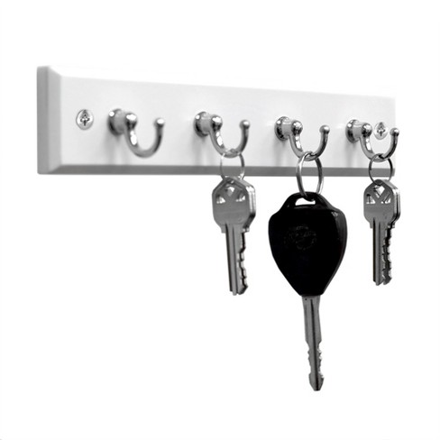 mDesign Small Wall Mount Key Ring Holder Hook Rack with 5 Metal