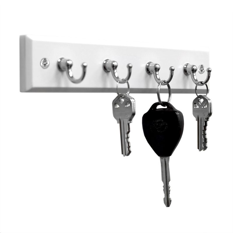 Home Basics 4 Hook Wall Mounted Key Rack, White, 1 of 5