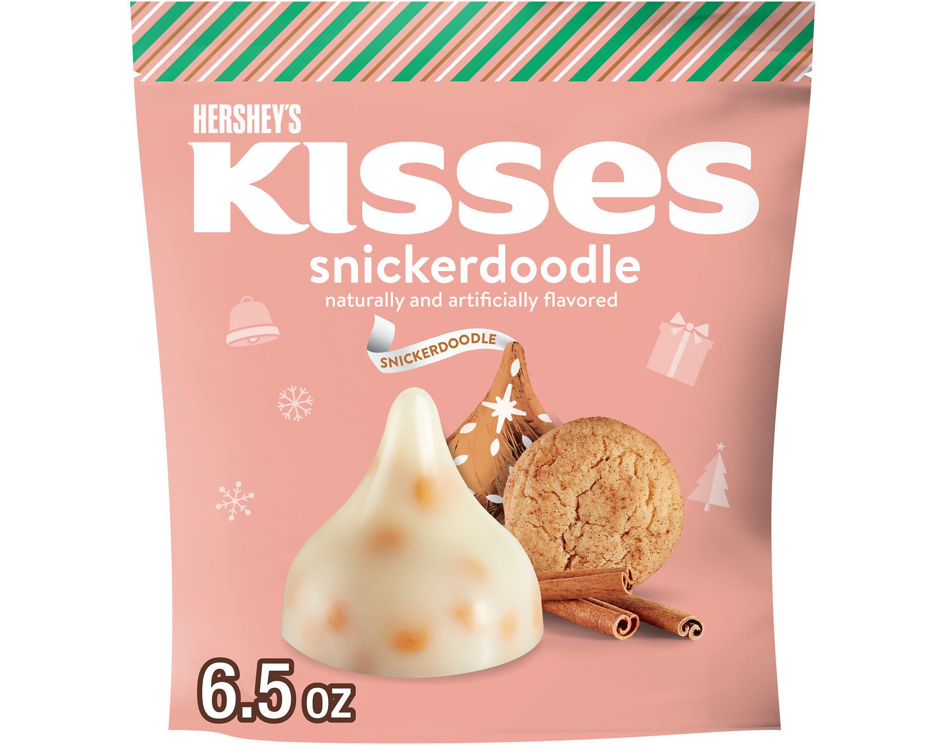 HERSHEY'S KISSES Christmas Chocolate Snickerdoodle Cookies Stand Up Pouch - 6.5oz