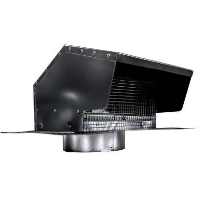Builder's Best Galvanized Steel Roof Vent Cap, Damper & Removable Screen, 4" Diameter Collar, Powder Coated Finish & Pre-Drilled Holes for Mounting