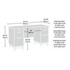 Vynxaria Executive Desk (Light Oak w/White Accents, Brown Finish) 56.3"L x22.13"W x29.53"H, Large Desktop, File Drawers, Metal Base - 3 of 4