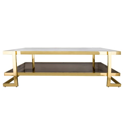 Metal Marble Glass Coffee Table Gold White Sagebrook Home Target