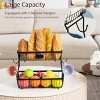 SEVOBAL 2 Tier Fruit Basket Banana Hangers Wooden Handle Detachable Fruit Holder Stand Vegetable Bread Snack Produce Storage, Black, 9.36"*3.9"*14.04" - 4 of 4