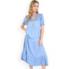 Anna-Kaci Women's Puff Sleeve Tiered Midi Dress with Button Front Detail and Smocked Cuffs - 3 of 4